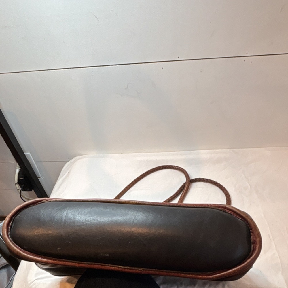 Brighton Vtg Black Brown Shoulder Bag with Heart Accents Braided Leather Strap - Picture 10 of 10